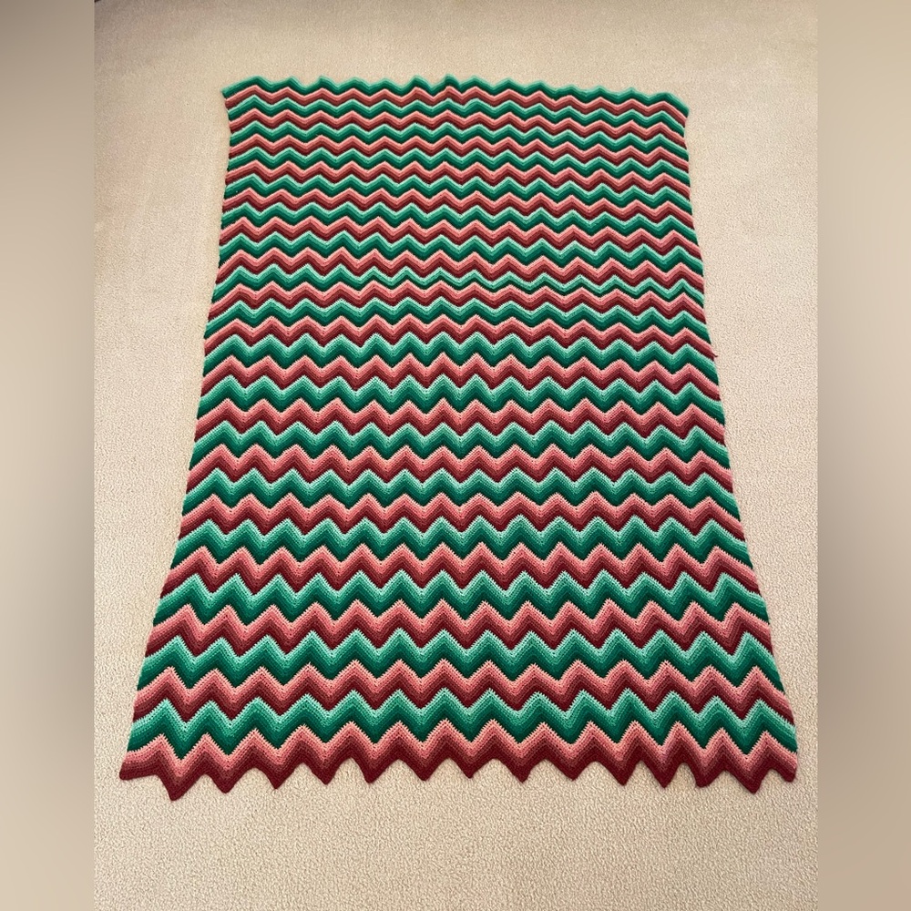 Hand Crocheted Zig Zag Afghan